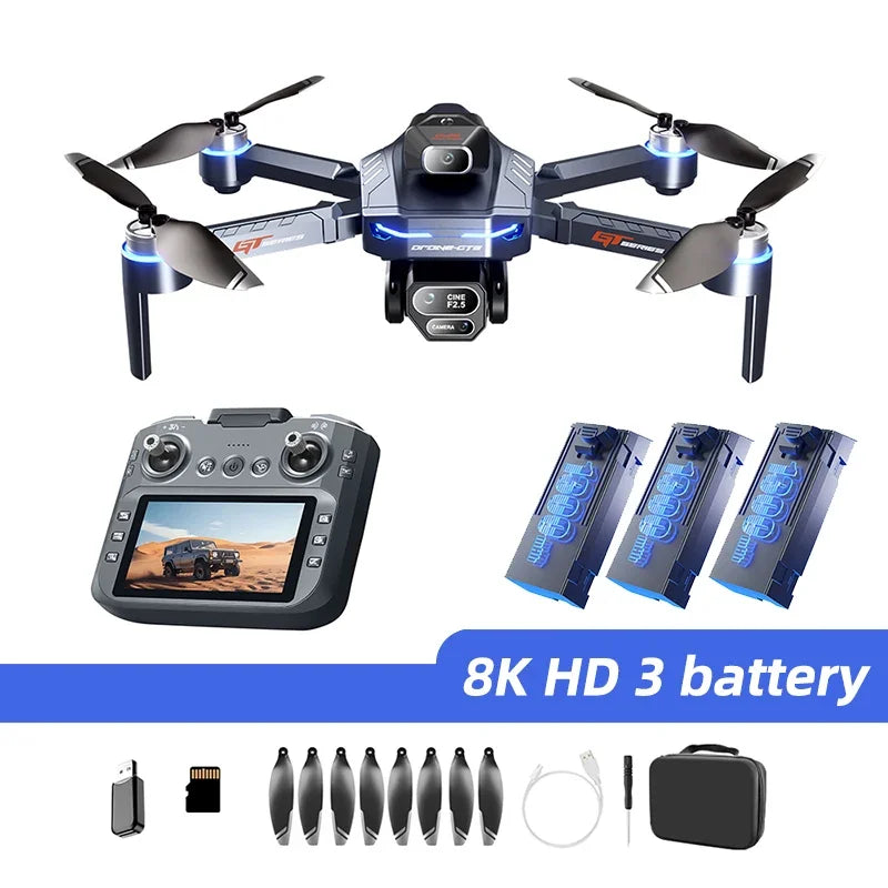 Drone Xiaomi Mijia GT8 Professionnel 8K HD, Trois Caméras 5G WIFI, Pliable, Quatre Axes, Moteur Sans Balais, Flux Optique, Vol Stationnaire, Quadrirotor