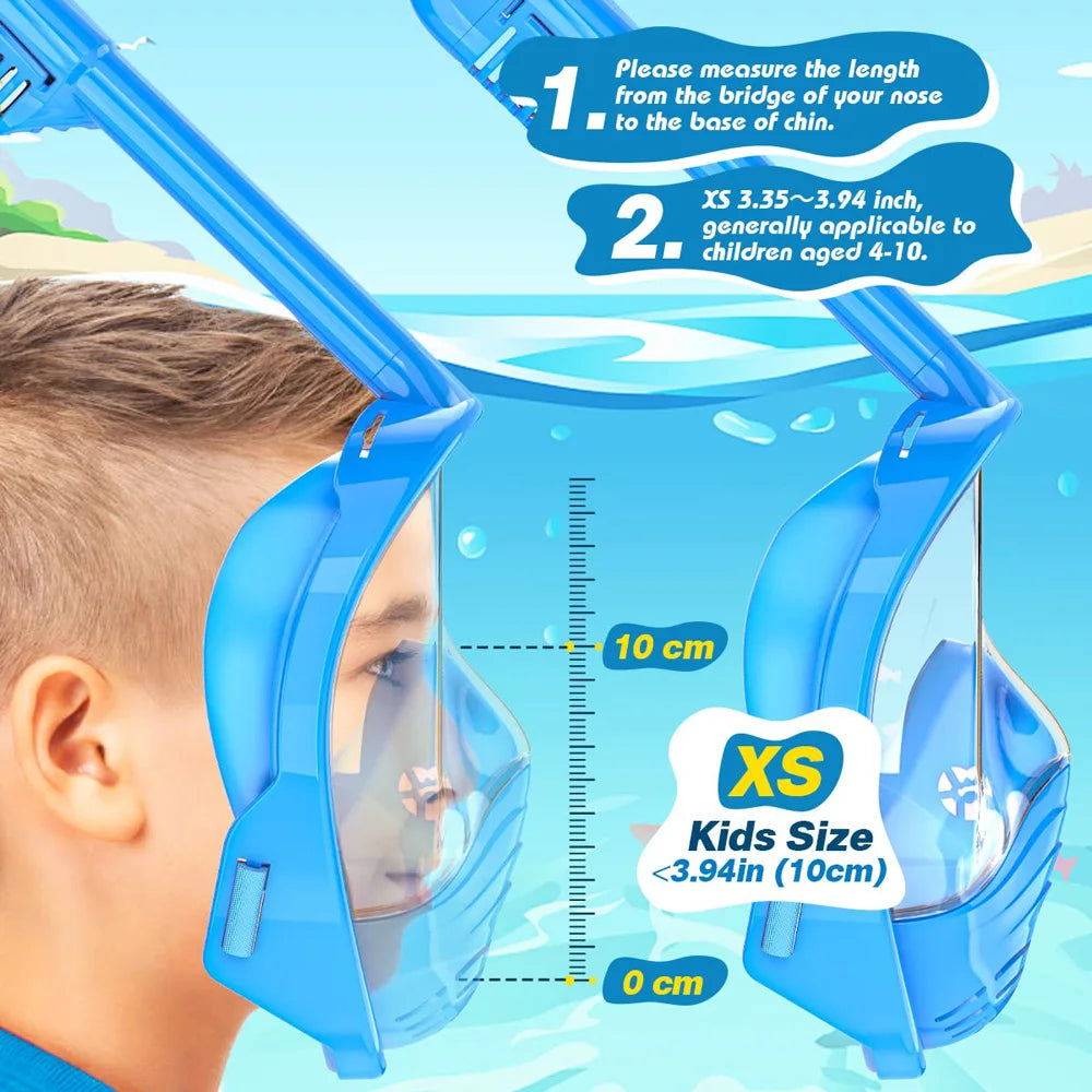 Masque de plongée complet pour enfants, avec support de caméra détachable, vue large, Anti-buée, Anti-fuite, natation en apnée pour enfants