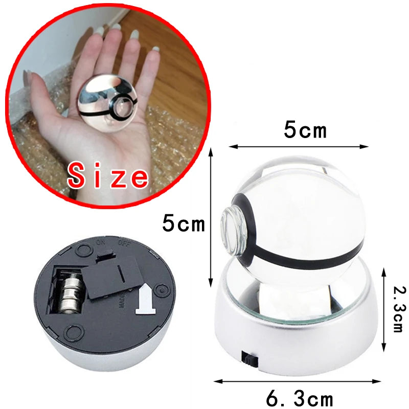 3D Pokémon Clip Ball, Pikachu Gengar Mew Mewtwo FigAuckland, Pokeball Lamp Base, 3D Pokémon Glass Ball Statue