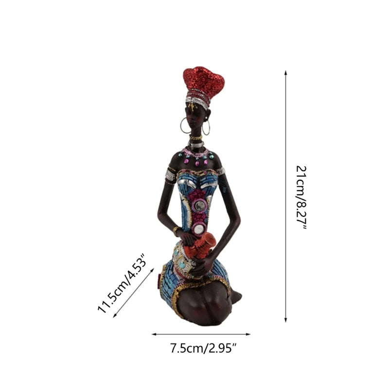 Afrikanische Kunststatuette, Kunsthandwerksdekorationen aus Kunstharz, perfekt für Zimmer, Regal, Büro