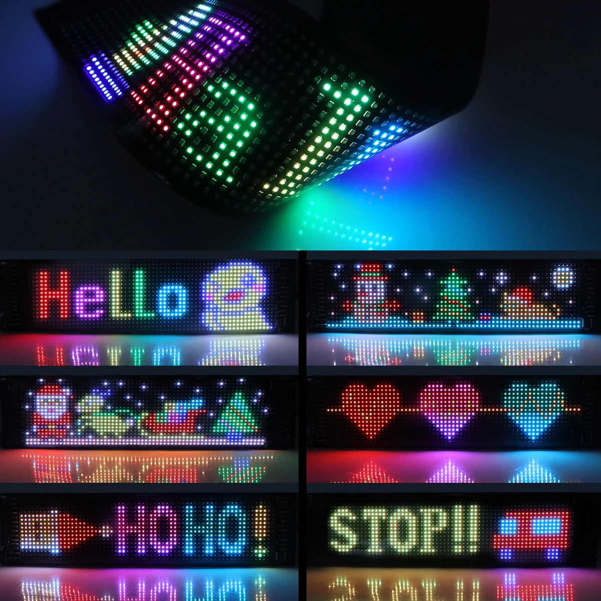 Écrans d'affichage LED Bluetooth intelligents, Module LED RGB, panneau de matrice de pixels, panneau à défilement, lumière publicitaire, décor de voiture