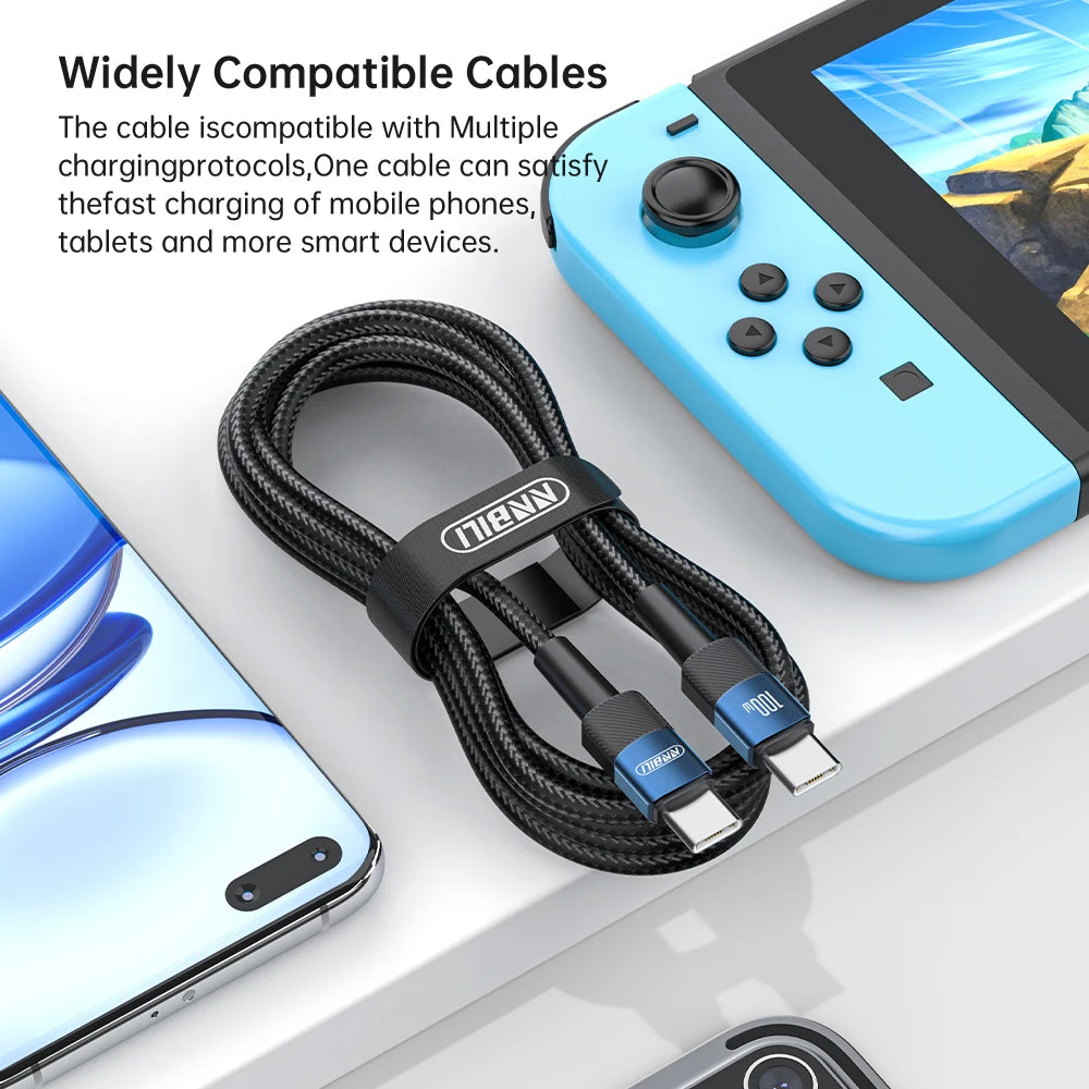 NNBILI 2024 Schnellladekabel, neues 100-W-USB-C-auf-USB-C-PD-Kabel, Schnellladekabel, 1 m/2 m Kabel für iPhone 15 Pro Max, MacBook, Samsung, Xiaomi, Huawei