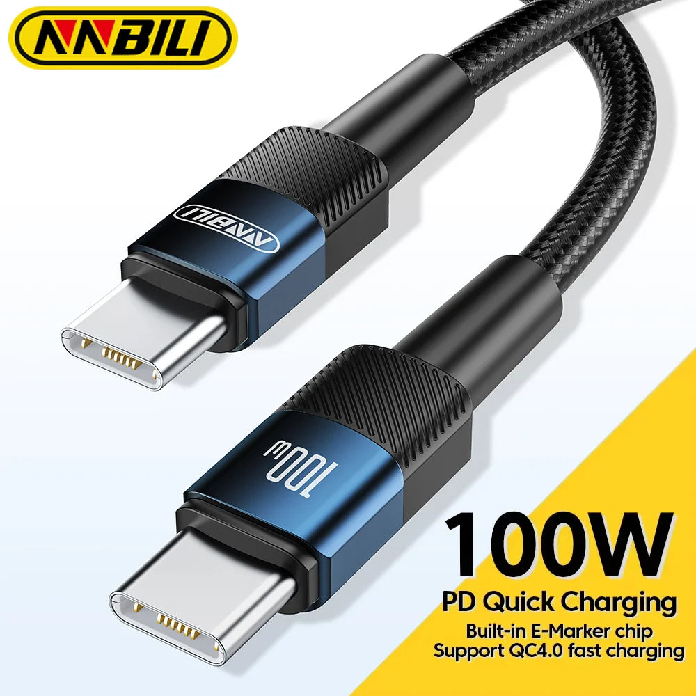 Câble de charge rapide NNBILI 2024 nouveau 100W USB C à Type C câble PD cordon de charge rapide câble 1M/2M pour iPhone 15 Pro Max Macbook Samsung Xiaomi Hwawei