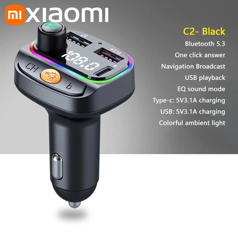 Transmetteur FM Bluetooth 5.3, mains libres, modulateur Radio AUX pour voiture, lecteur MP3 avec adaptateur de charge rapide, accessoires automobiles