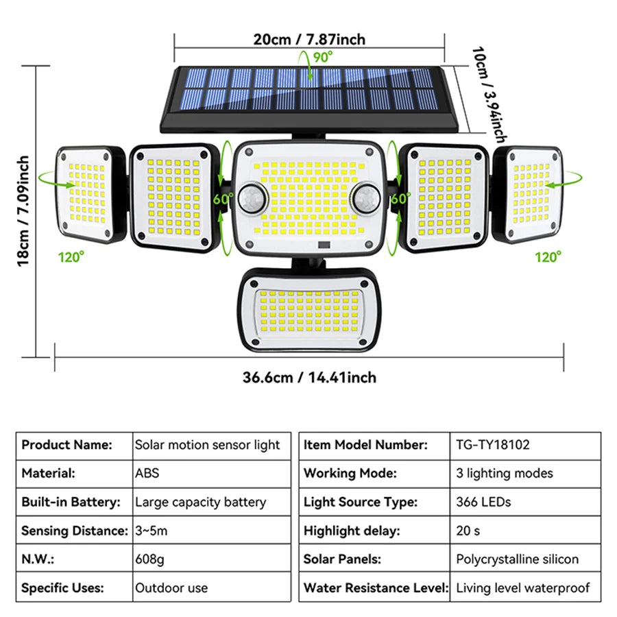 T-NEWSTYLE 366 LED Solar-Außenleuchte