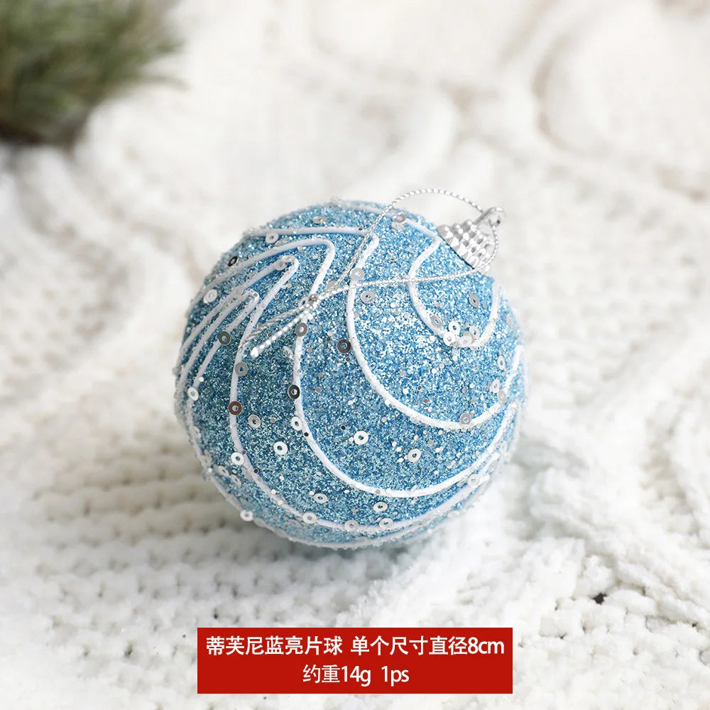 Décorations de Noël en mousse bleu, boules à suspendre, 8 pièces par ensemble