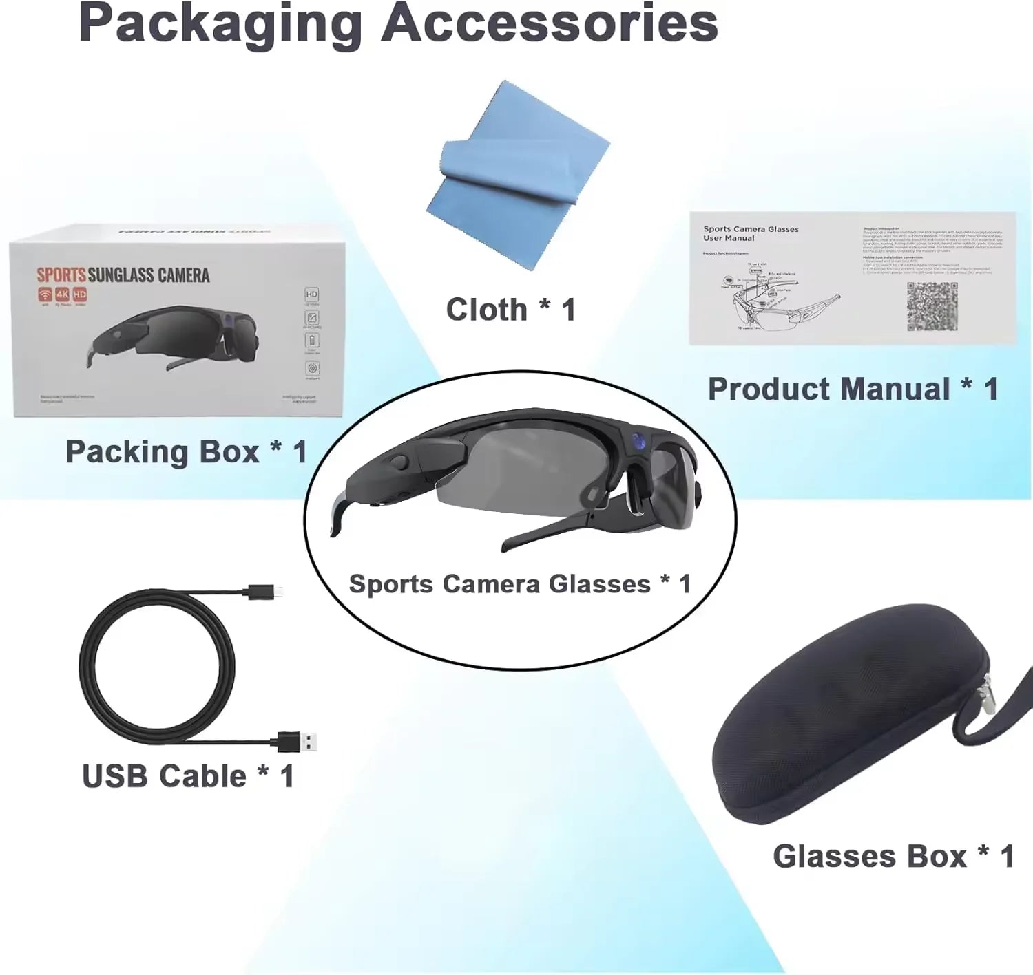 Lunettes intelligentes 4K FPV – Caméra WiFi 1080P/4K, Mini Caméra POV, Sport et Vlogging