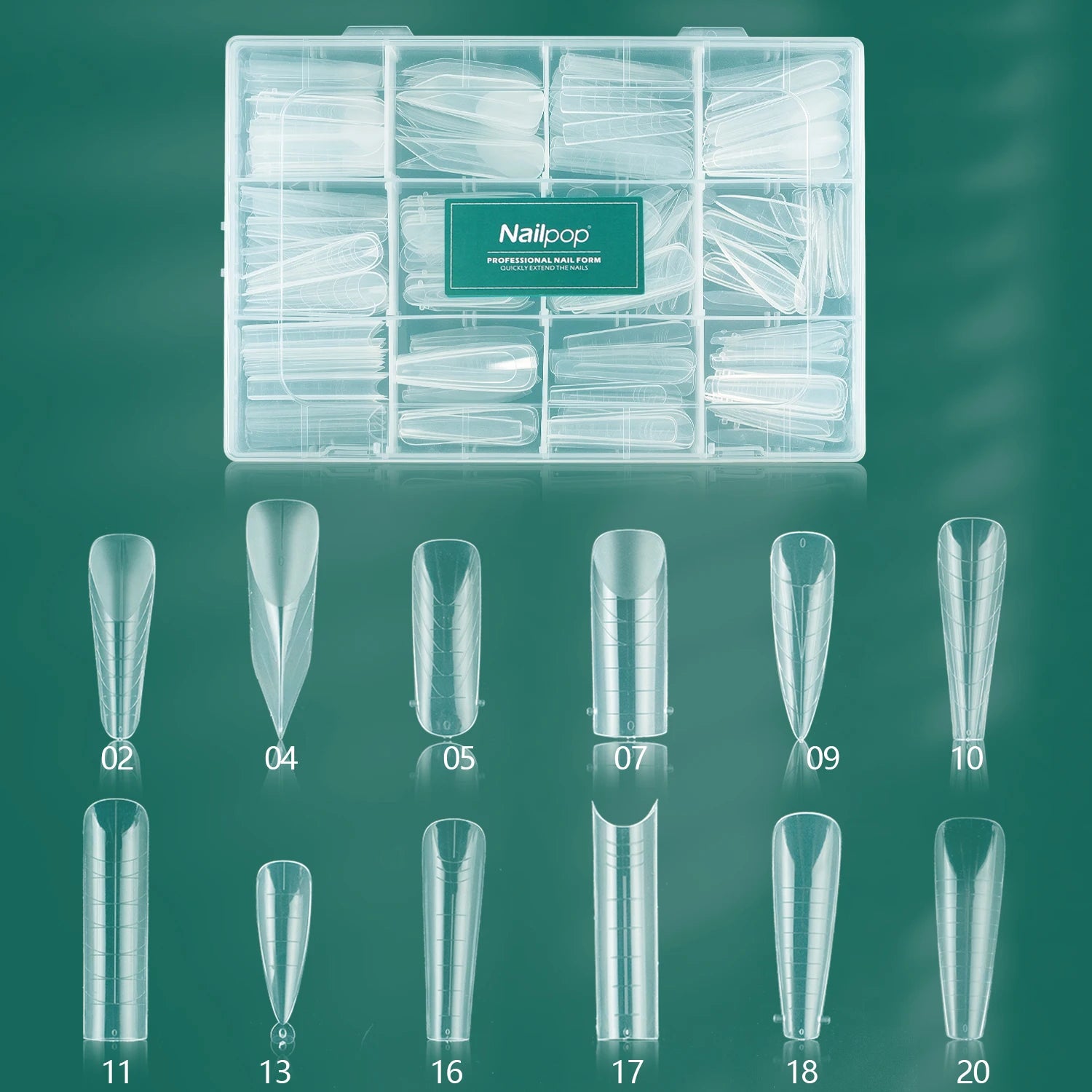 Moules réutilisables à double forme pour ongles, 75/150/288/360 pièces, avec échelle, différentes tailles et formes, kit DIY Nail Art