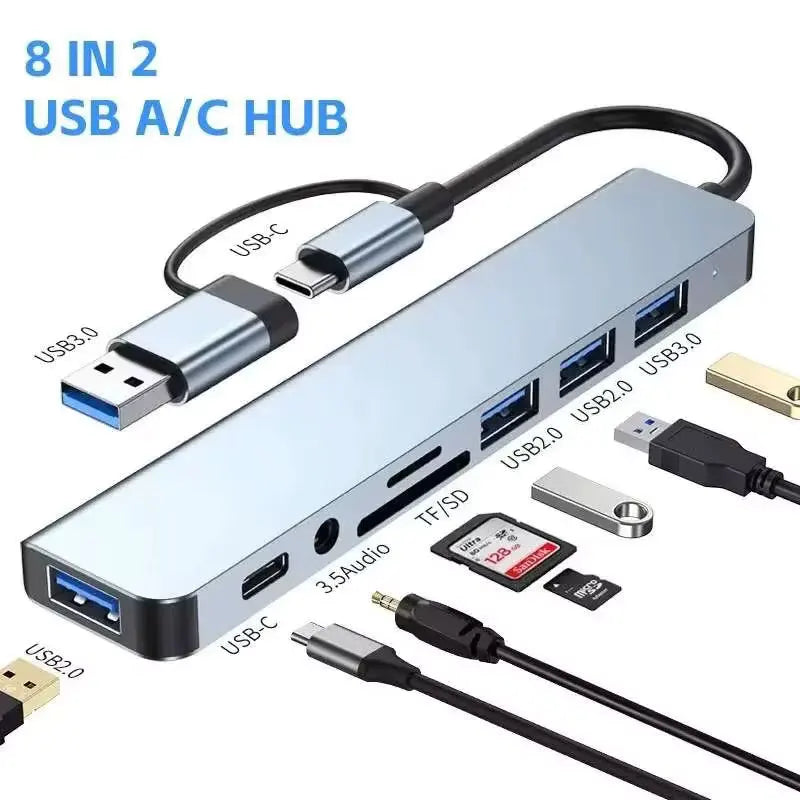HUB USB 3.0 Type C, USB 2.0 TF/SD 5 ports multi-répartiteur OTG pour Lenovo HUAWEI Xiaomi alliage d'aluminium USB 3.0 Hub pour PC