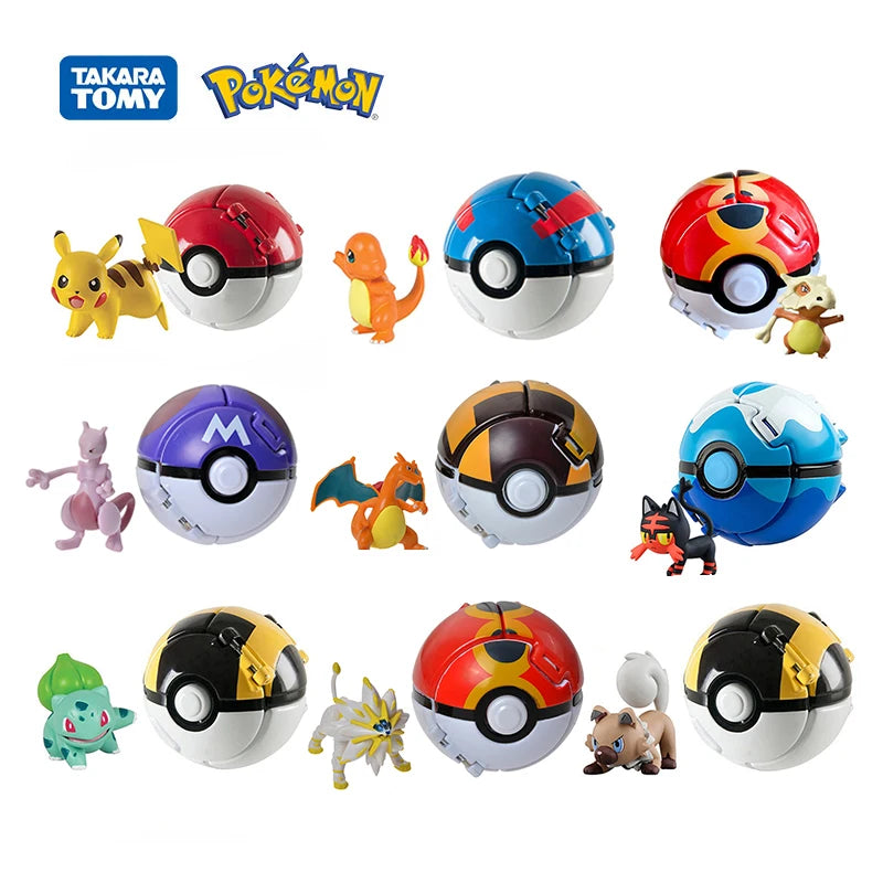 Pokémon Pokeball Anime Action Figure, Pikachu, SLaura, Pocket Monster Variant, Elf Ball Model Toys, Kids Gift