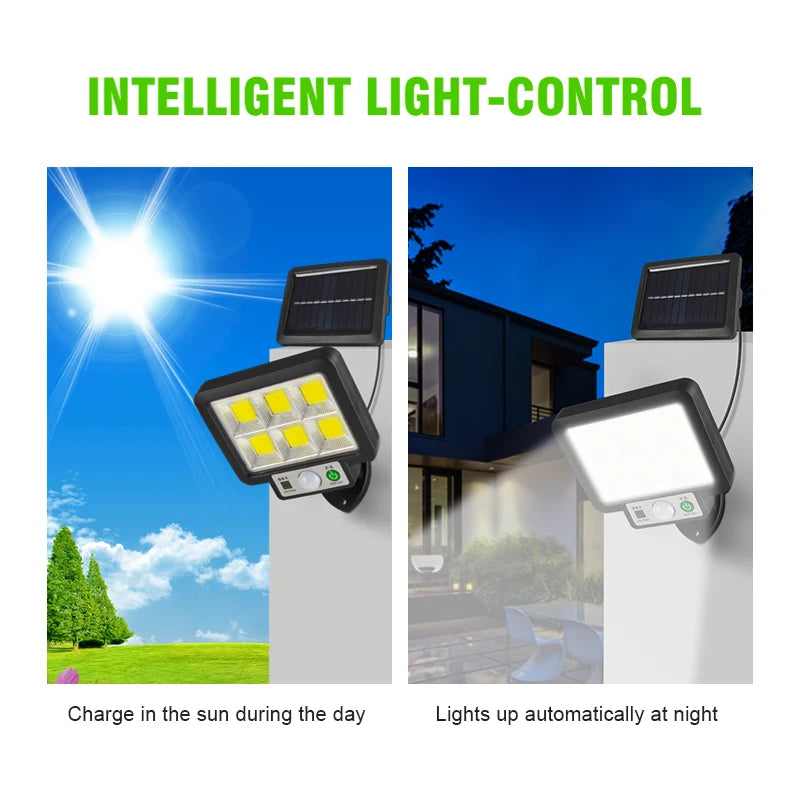 Applique murale fendue extérieure solaire à LED avec détecteur de mouvement, 3 modes, 62 projecteurs solaires, lampadaires pour jardin
