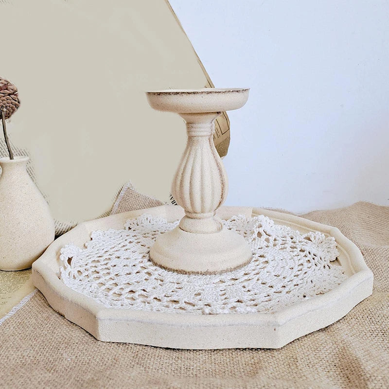Wooden Candle Holder for Home Decor Wedding Room Decoration Ornament Bohemian Style Vintage Pillar Candlestick Holders Romantic