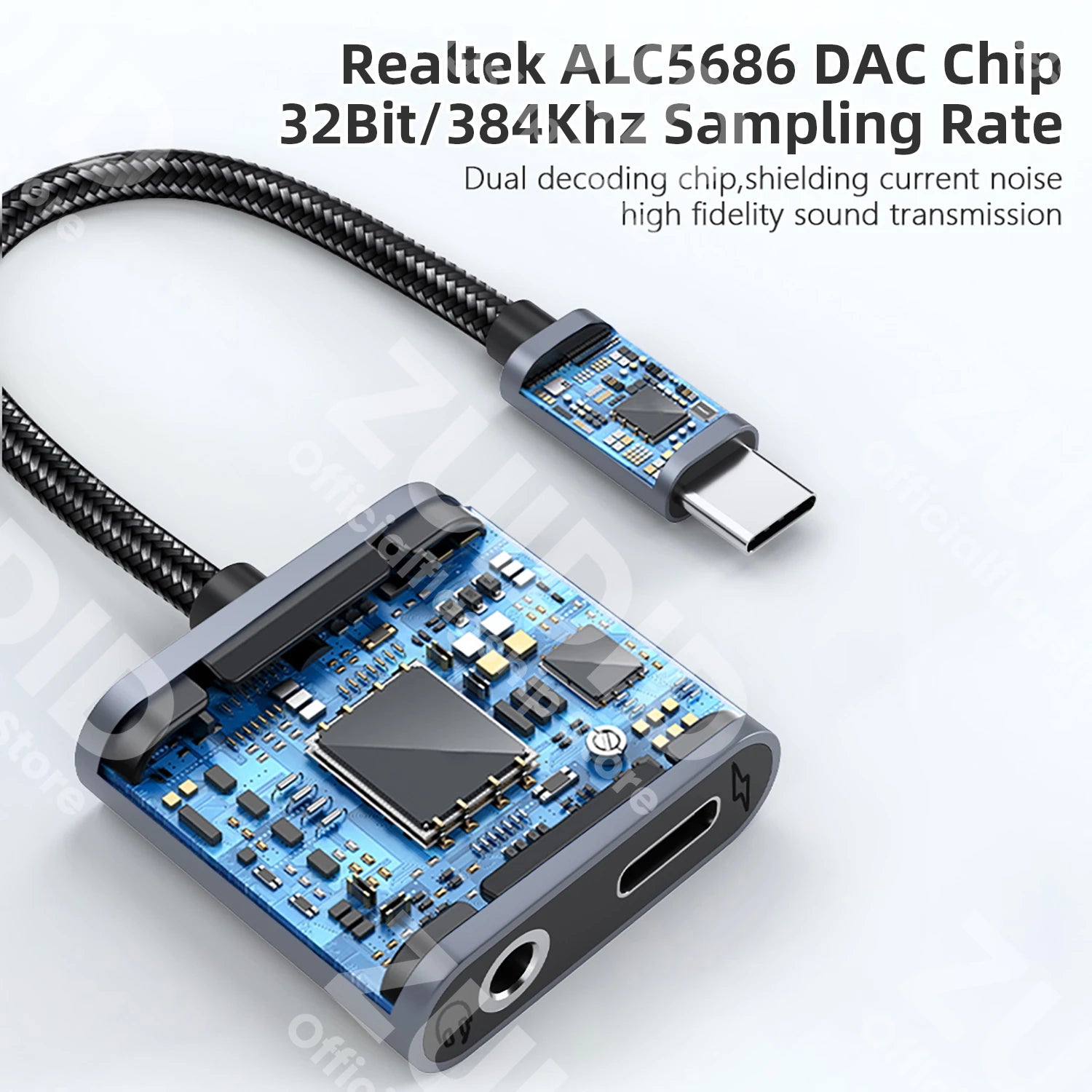 Adaptateur Audio Aux 2 en 1 USB C à 3.5mm/Type C PD60W, charge rapide 32 bits/384KHz DAC, convertisseur de casque Audio Aux pour iPad Samsung