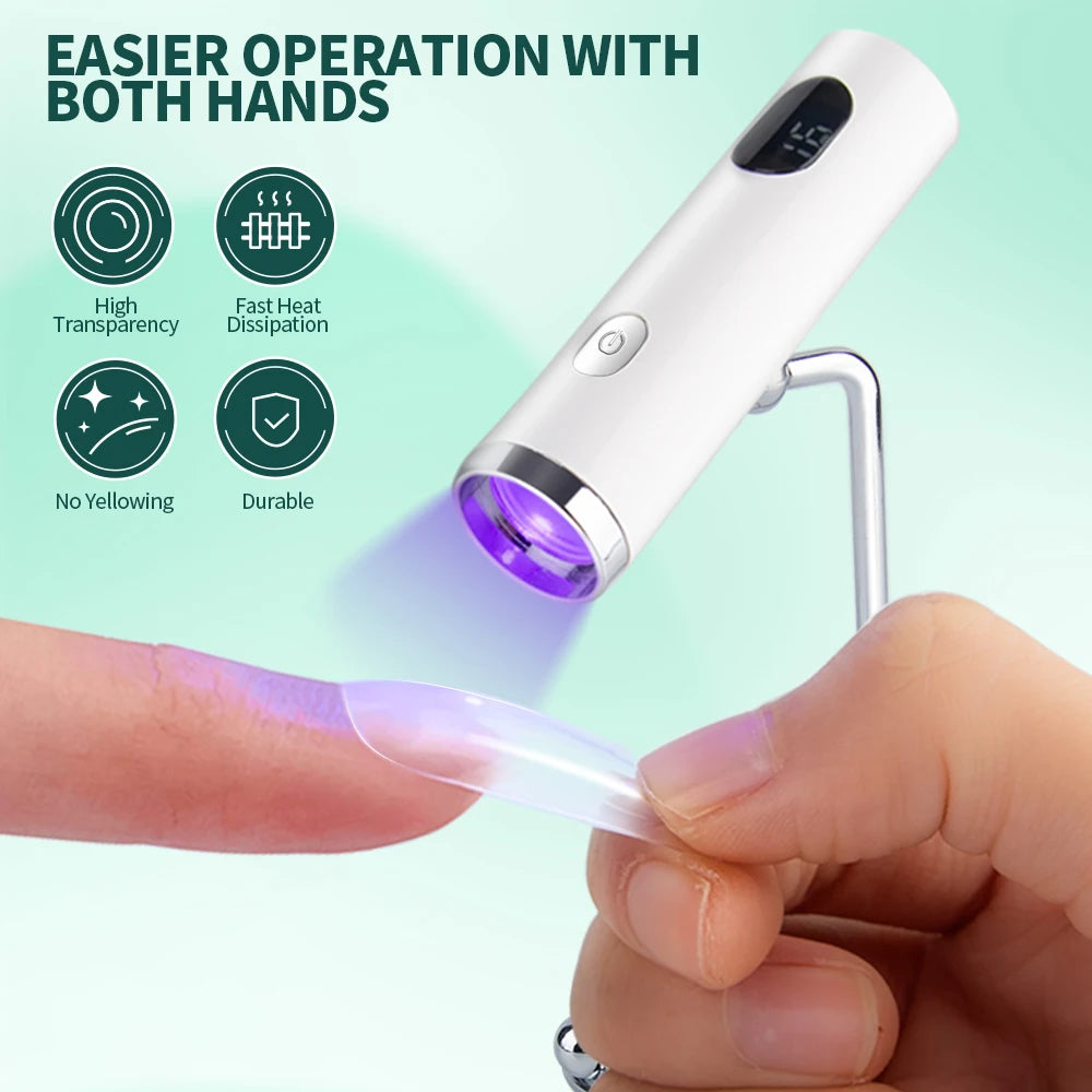 Lampe UV portable rose pour ongles en gel, rechargeable USB, support magnétique, usage professionnel et domestique