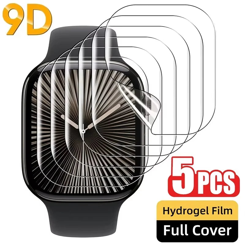 Film Hydrogel TPU pour Apple Watch – 5 pièces (40/41/42/44/45/46/49mm)