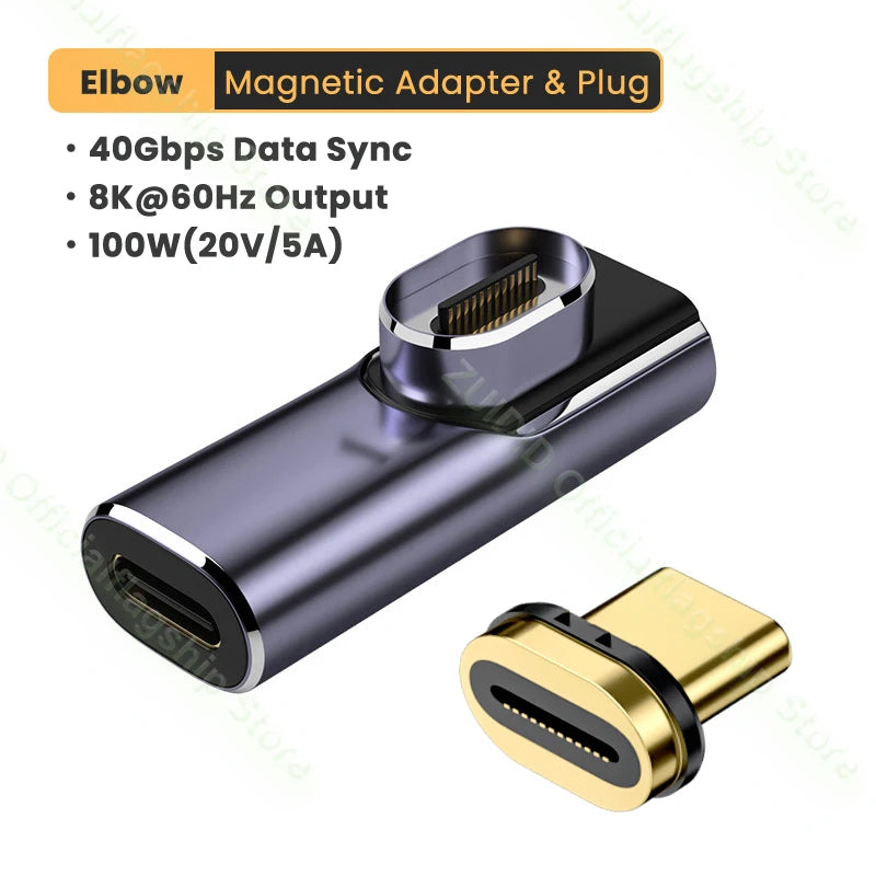 Adaptateur magnétique USB C 40Gbps, Thunderbolt3 , 100W, chargeur rapide, 8K @ 60Hz