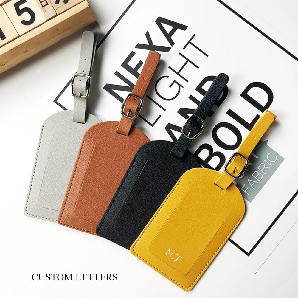 Étiquette de bagage personnalisée avec initiales pour hommes et femmes, lettres personnalisées, étiquette de nom de valise, logo gravé, accessoires de voyage