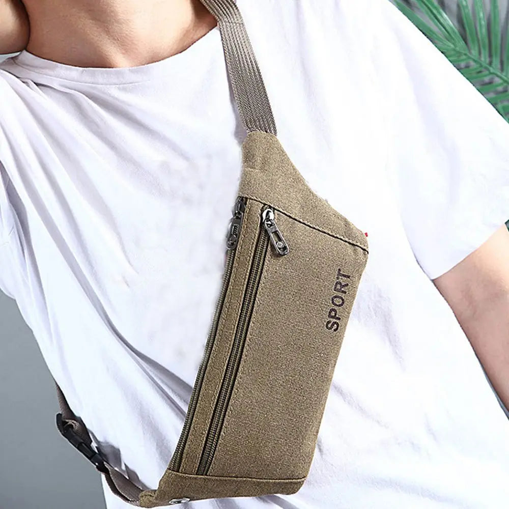 Sac banane multi-poches pour femme/homme, sac banane, sac ceinture en toile, portefeuille décontracté