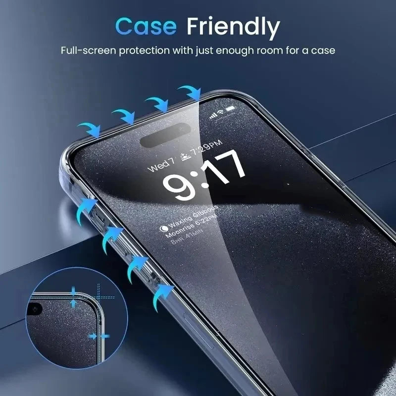 Film de verre trempé HD pour iPhone 11 à 17 Pro Max – Protection écran résistante