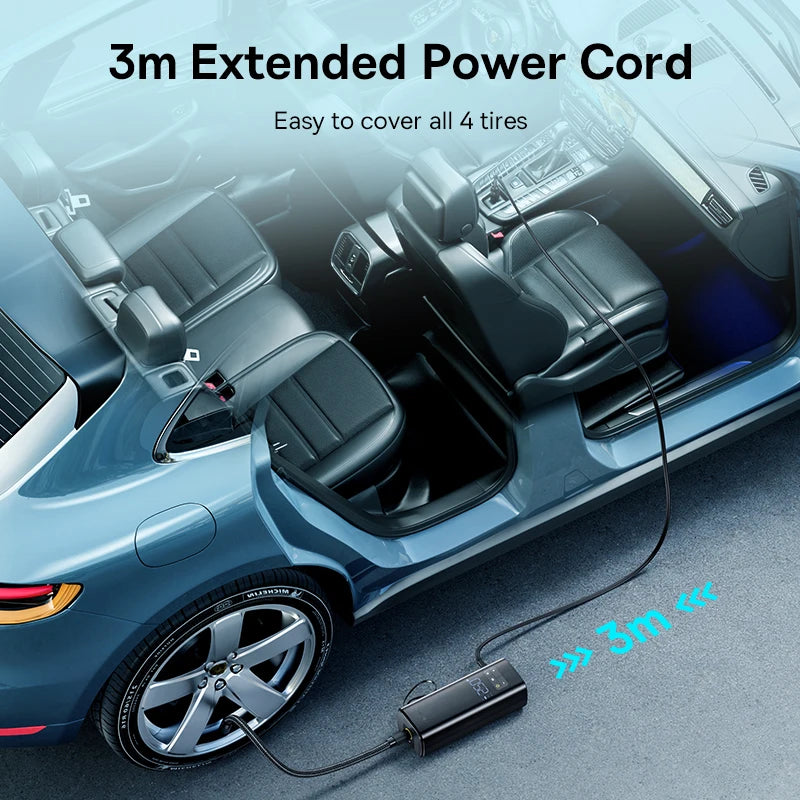 Gonfleur électrique BASEUS Pompe à Air double cylindre, compresseur d'air de voiture 120W