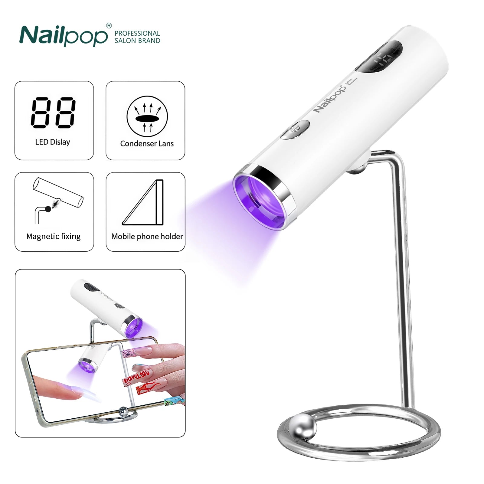 Lampe UV Mini avec Support Magnétique Nailpop 