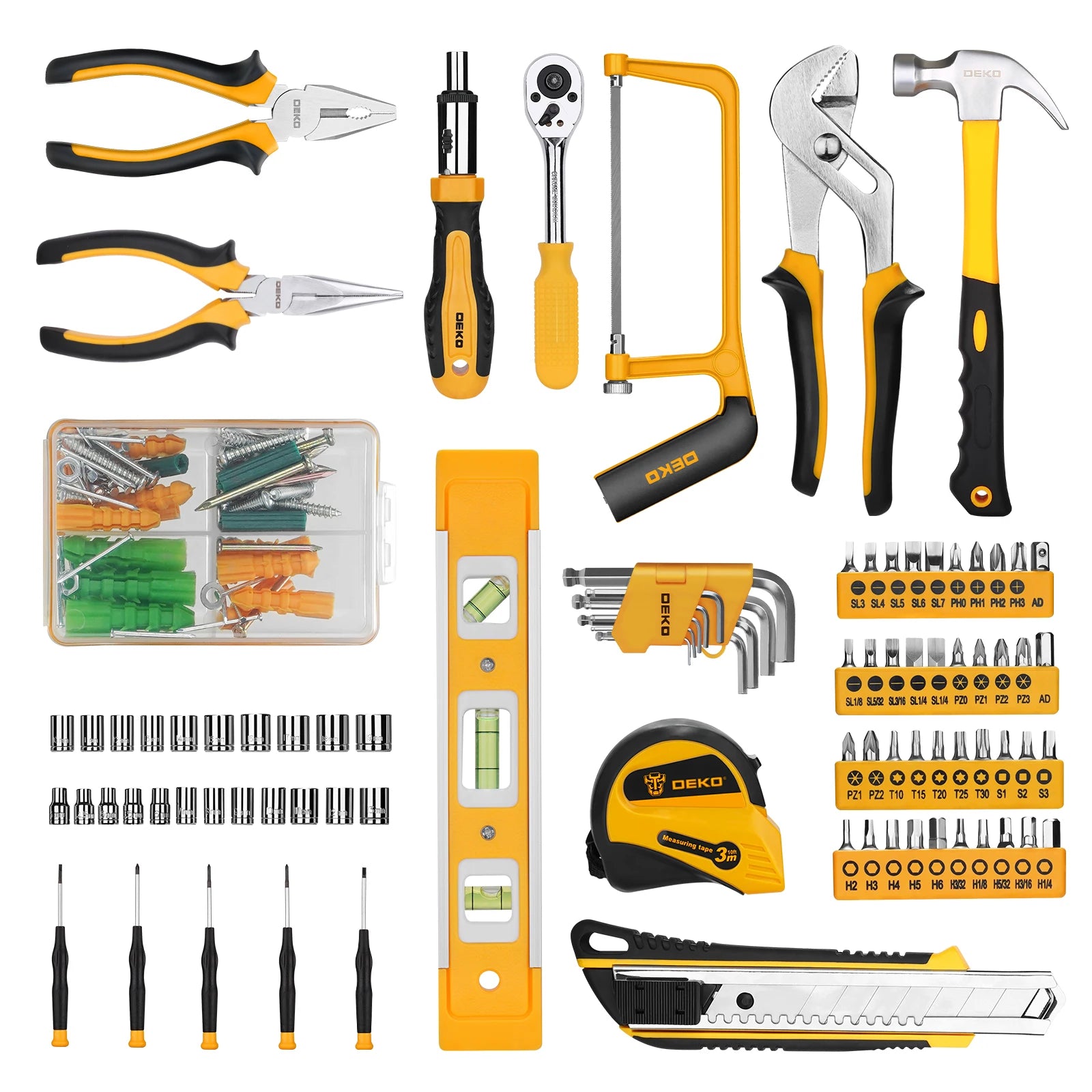 Kit d'outils de réparation automobile, ensemble d'instruments mixtes, avec boîte à outils en plastique, mallette de rangement, 228 pièces