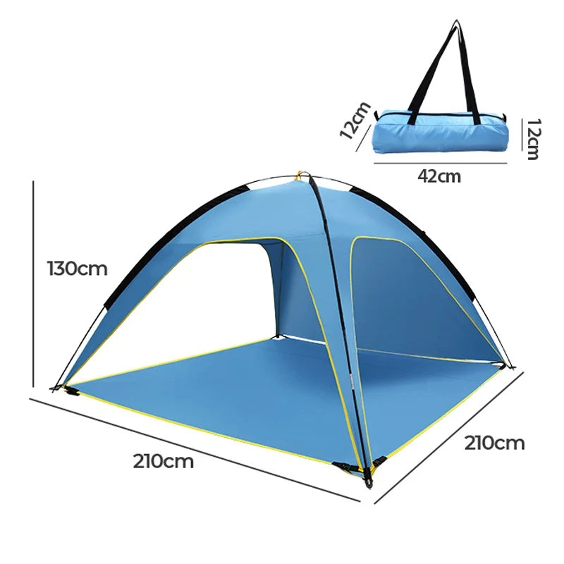 Tente de plage à ouverture automatique rapide, abri, ombrage léger pour le camping en plein air, Tente ventilée et spacieuse