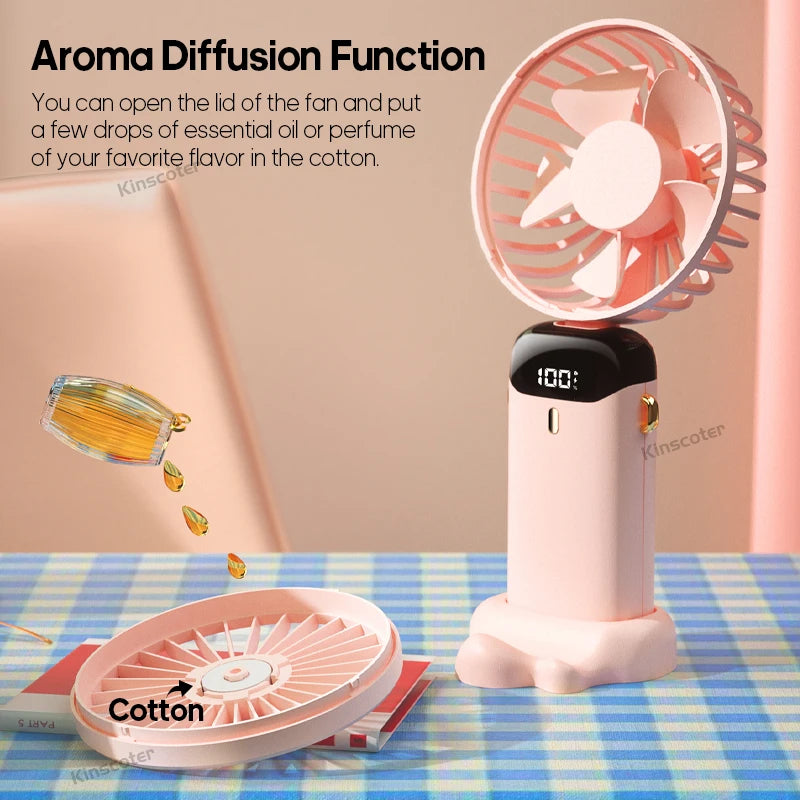 Ventilateur portable pliable Kinscoter USB 800 mAh avec affichage LED – Mini ventilateur rechargeable pour la maison et l’extérieur