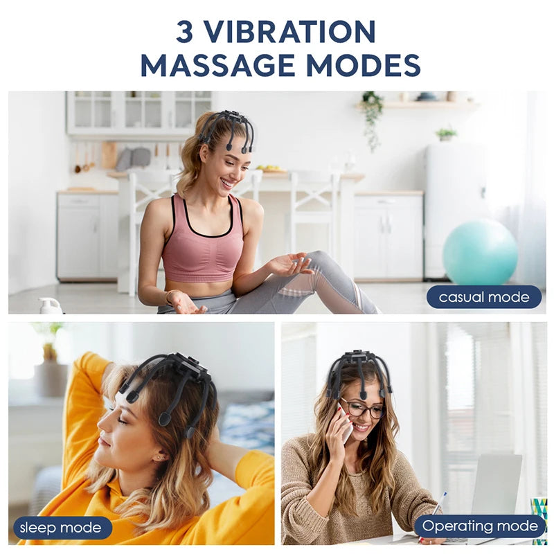 Masseur de tête électrique en forme de pieuvre Ohio, 3 modes de vibration, massage thérapeutique du cuir chevelu, fatigue de la tête, améliore le sommeil