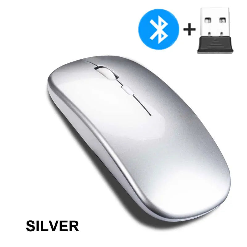 Souris sans fil 2,4 GHz + Bluetooth 5.0 pour tablette, ordinateur portable, souris sans fil ultra-fine, version à piles AAA