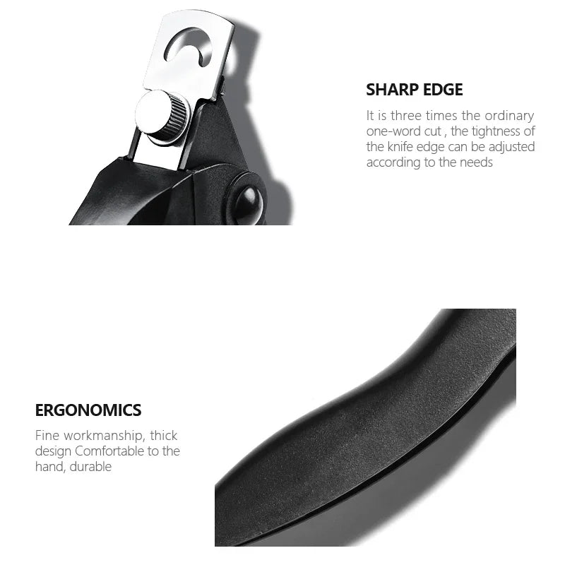 Coupe-ongles en acrylique noir cadran professionnel lame en acier inoxydable coupe-ongles faux ongles tondeuse outils de manucure