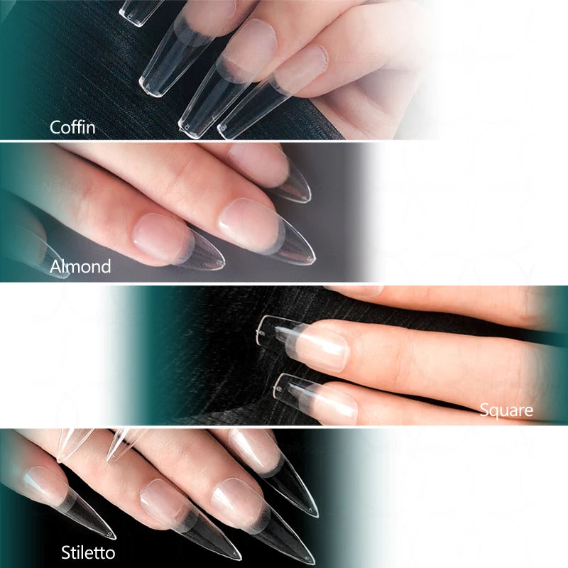 False Nails for Extension System, Full Cover, Press on N64.Coffin, Soft Gel, American Style, Capsule, 120 Pieces