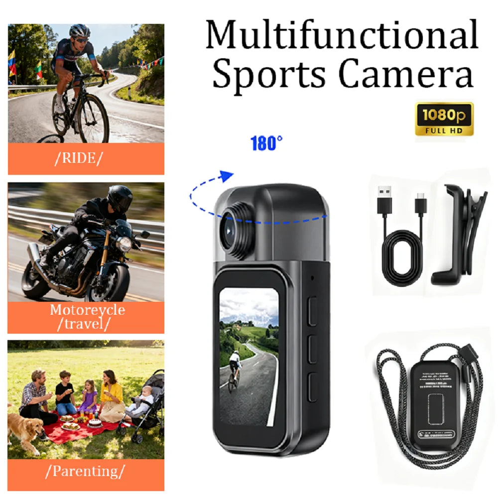 Caméra Corporelle 4K/1080P JETO JT-91 – Mini Caméra POV Pro Ultra Compacte avec Écran Tactile 1,47" et Lentille Rotative 180°