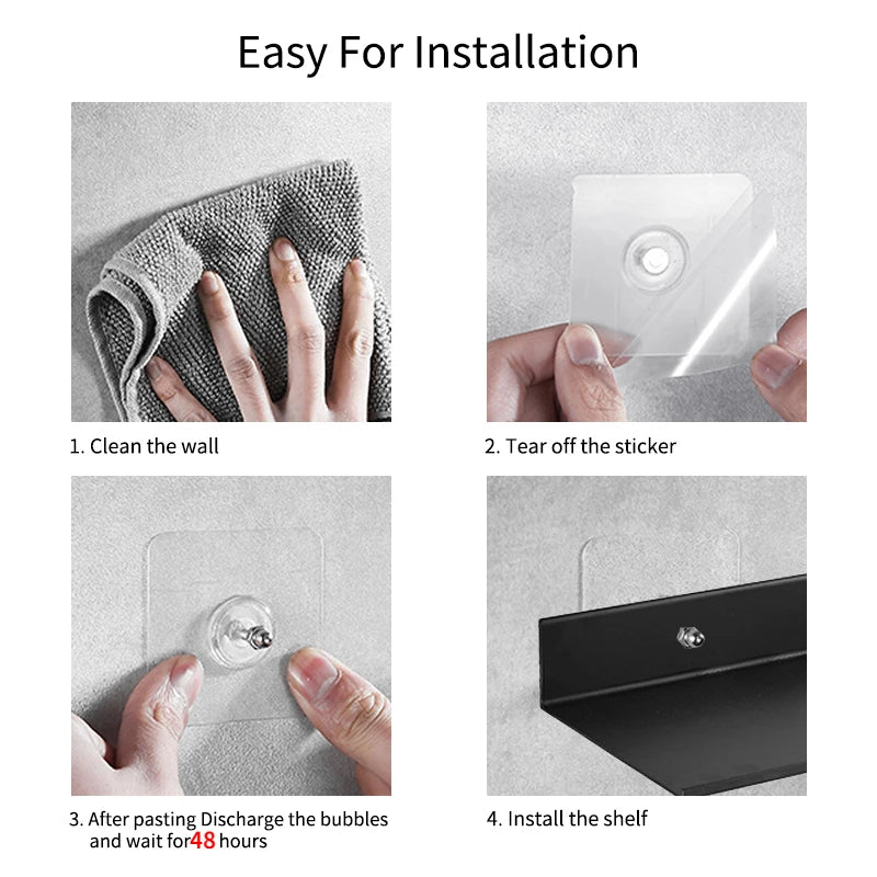 Étagères de salle de bain flottantes sans perçage, support mural de rangement, organisateur de maison, quincaillerie de rebord, armoire, accessoires de cuisine, toilettes     
