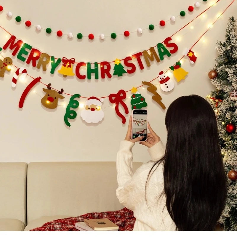 Bannière de Noël et Guirlande LED DIY, Décoration Fête et Maison, Ornements Joyeux Noël