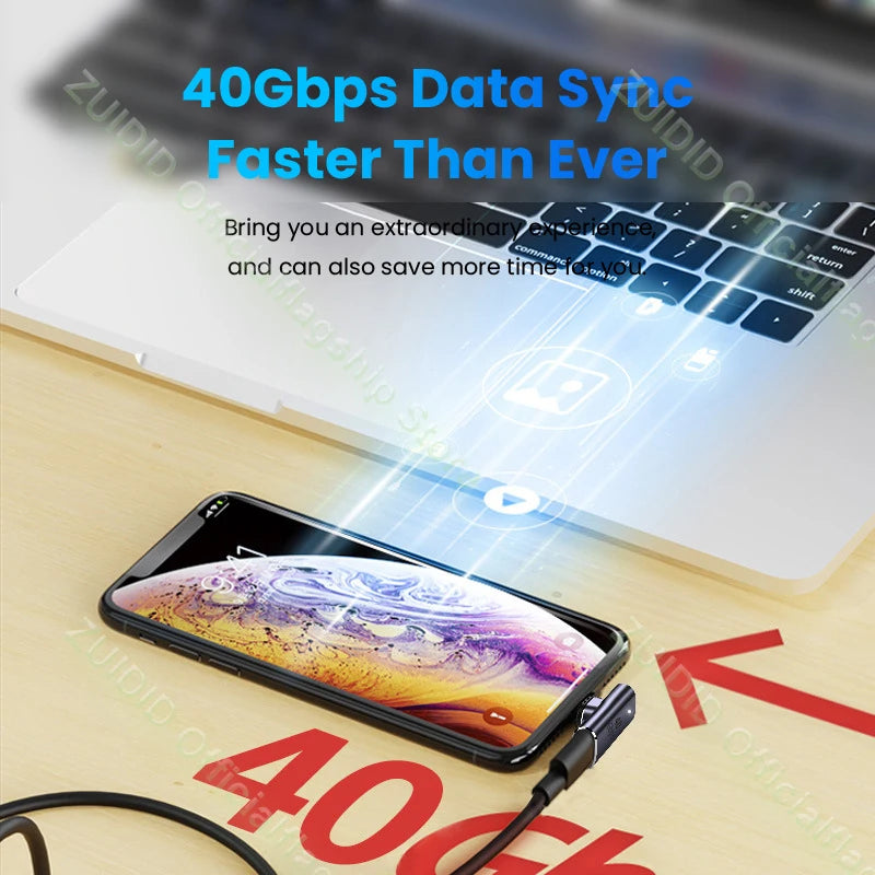 Adaptateur magnétique USB C 40Gbps, Thunderbolt3 , 100W, chargeur rapide, 8K @ 60Hz