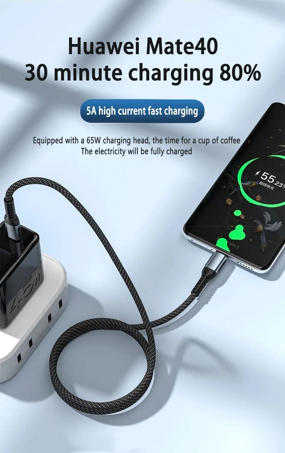 Câble USB-C vers USB-C 240W PD 3.1, charge super rapide 5A pour iPhone 15, Xiaomi, Samsung S23, Huawei, MacBook