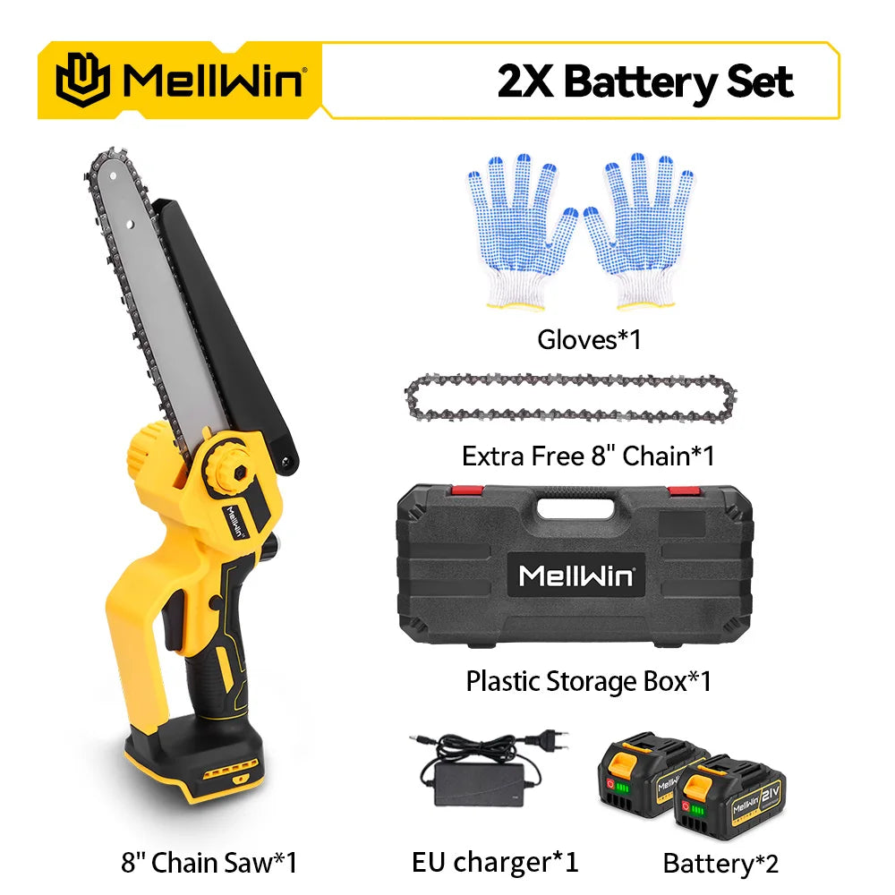 MELLWIN 8 pouces tronçonneuse électrique sans brosse taille scie sans fil bois coupe bûche scie outil pour Makita 18V batterie broche