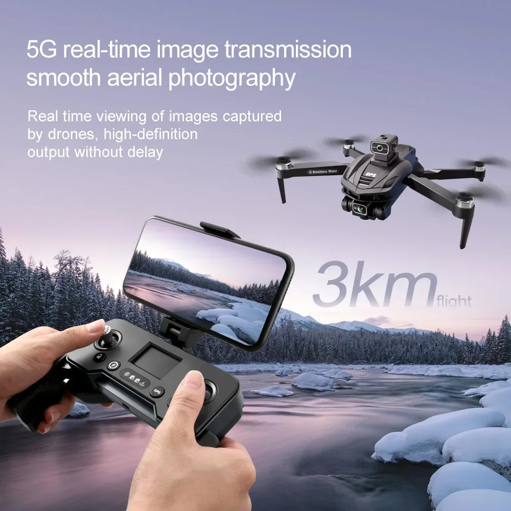 Drone V168 PRO GPS professionnel 8K avec caméra HD, FPV, WiFi 5G, moteur sans balais, pliable, RC quadcopter, évitement d'obstacles.