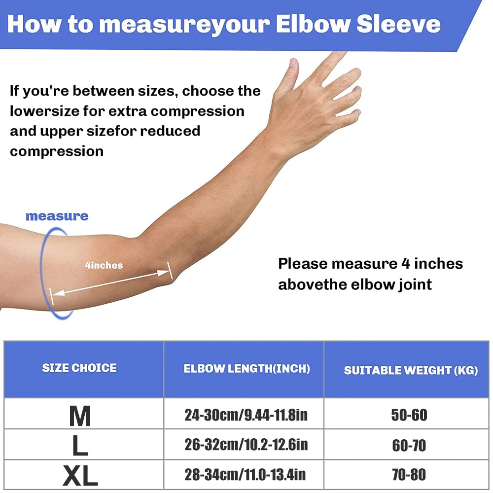 Sports elbow supports, compression sleeves for tennis, tendonitis, epicondylitis, arthritis and gymnastics
