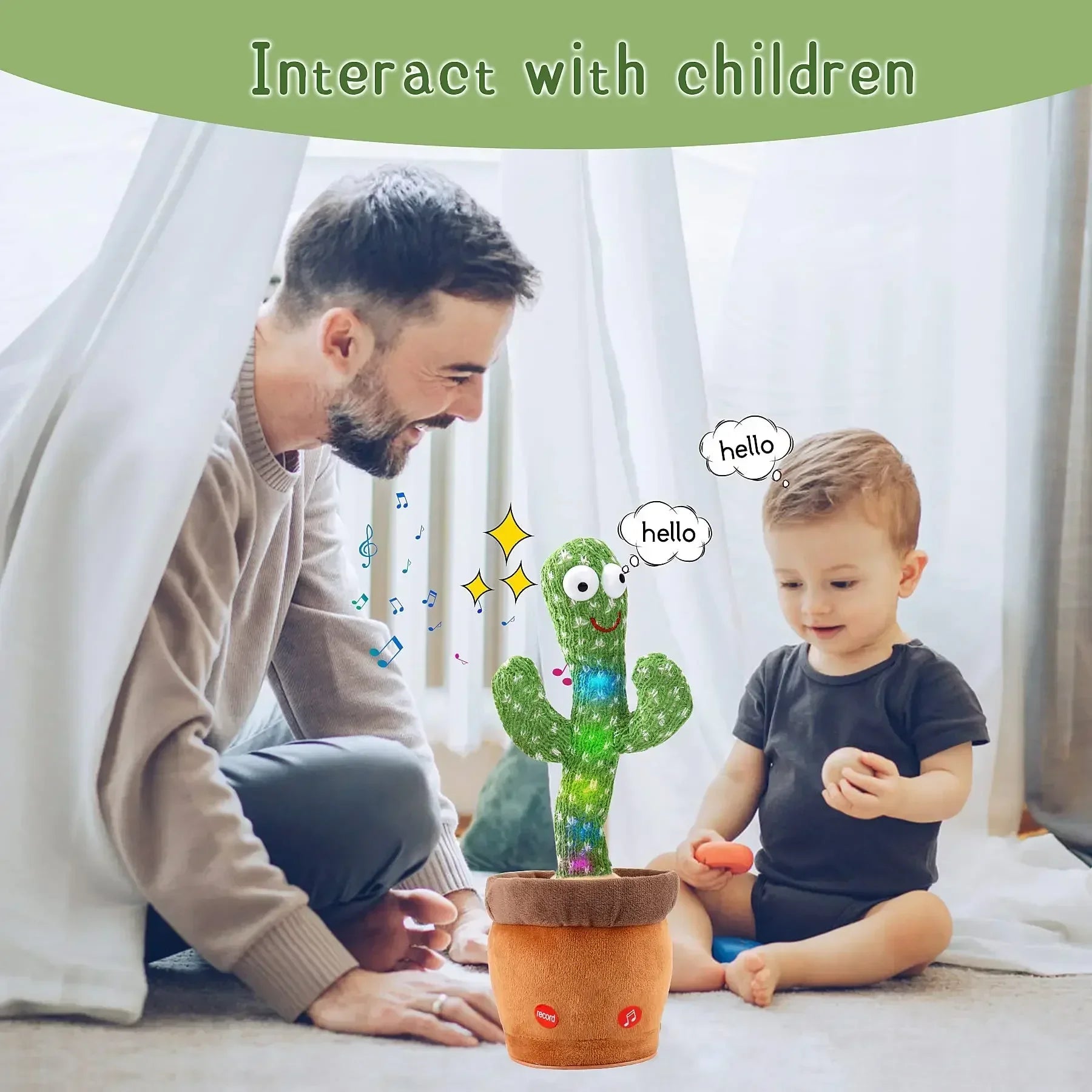 Jouets Cactus pour bébés garçons et filles, chantant, imitant, statique, répétant ce que vous dites