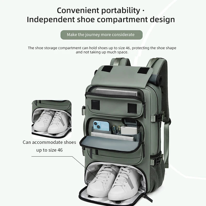 Sac à dos SUSHIMU – Voyage en plein air à double épaule pour hommes, grande capacité, compartiment ordinateur portable