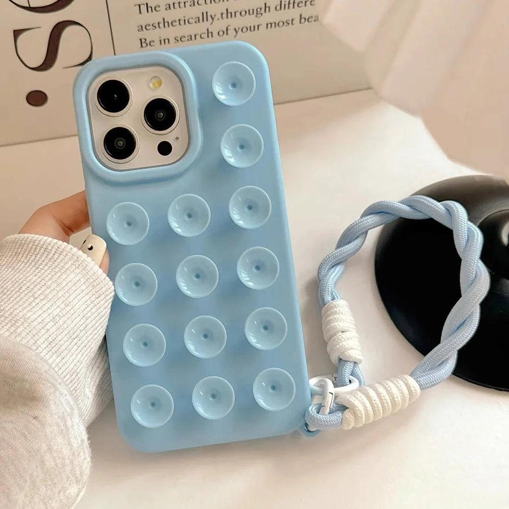 Coque de téléphone en Silicone souple à ventouse – Étui antidérapant antichoc couleur bonbon – iPhone 17/16 Pro Max/15 Pro Max Plus/14/13/12/XR