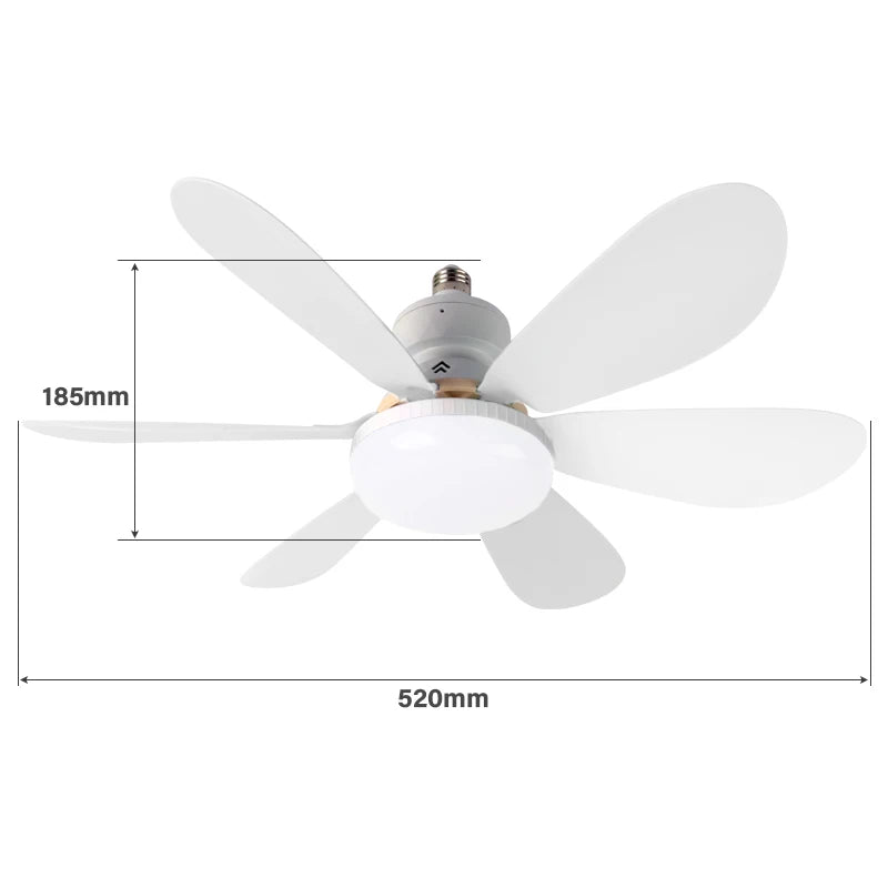 Ventilateur de plafond LED 40W avec télécommande – Douille E27, intensité réglable, (85-265V)