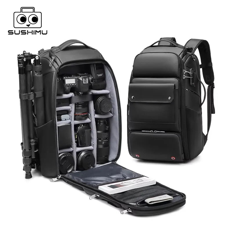 Sac à dos SUSHIMU – Double épaule pour appareil photo, étanche et antivol, grande capacité