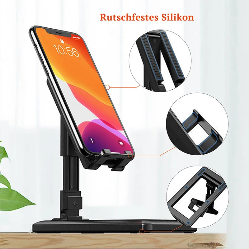 Support de téléphone de bureau pliable universel, support réglable pour Samsung, iPhone, Huawei, Xiaomi
