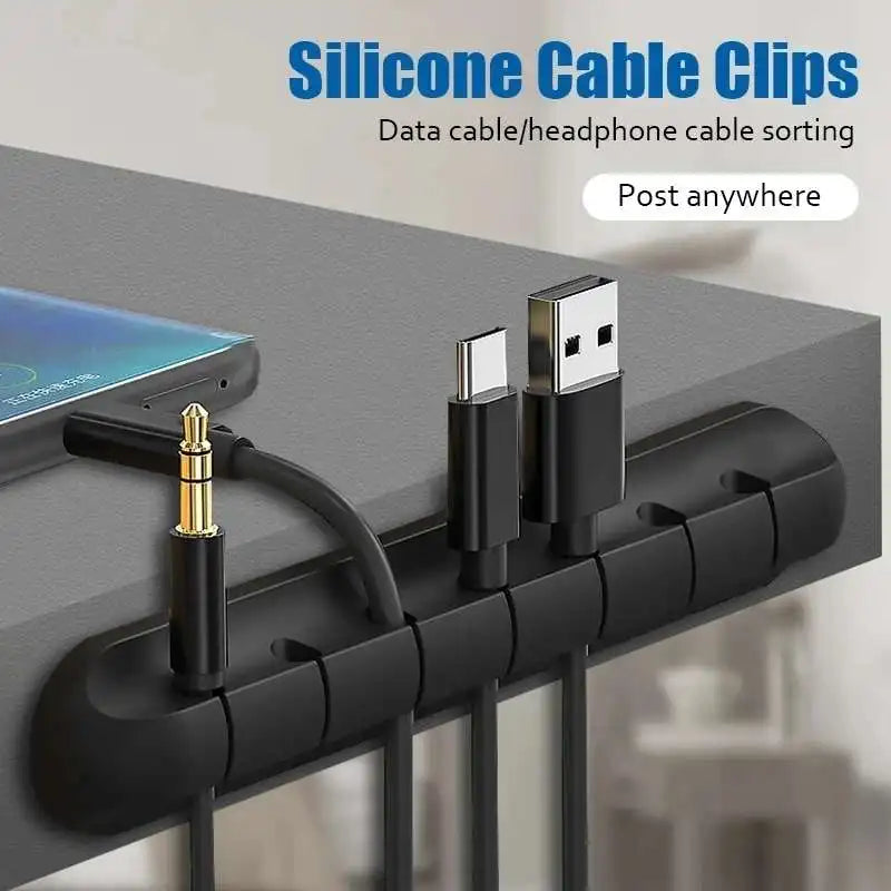 Organiseur de câbles USB en silicone, enrouleur de câbles, rangement de bureau, clips, support de câbles pour souris, casque, organisateur de fils