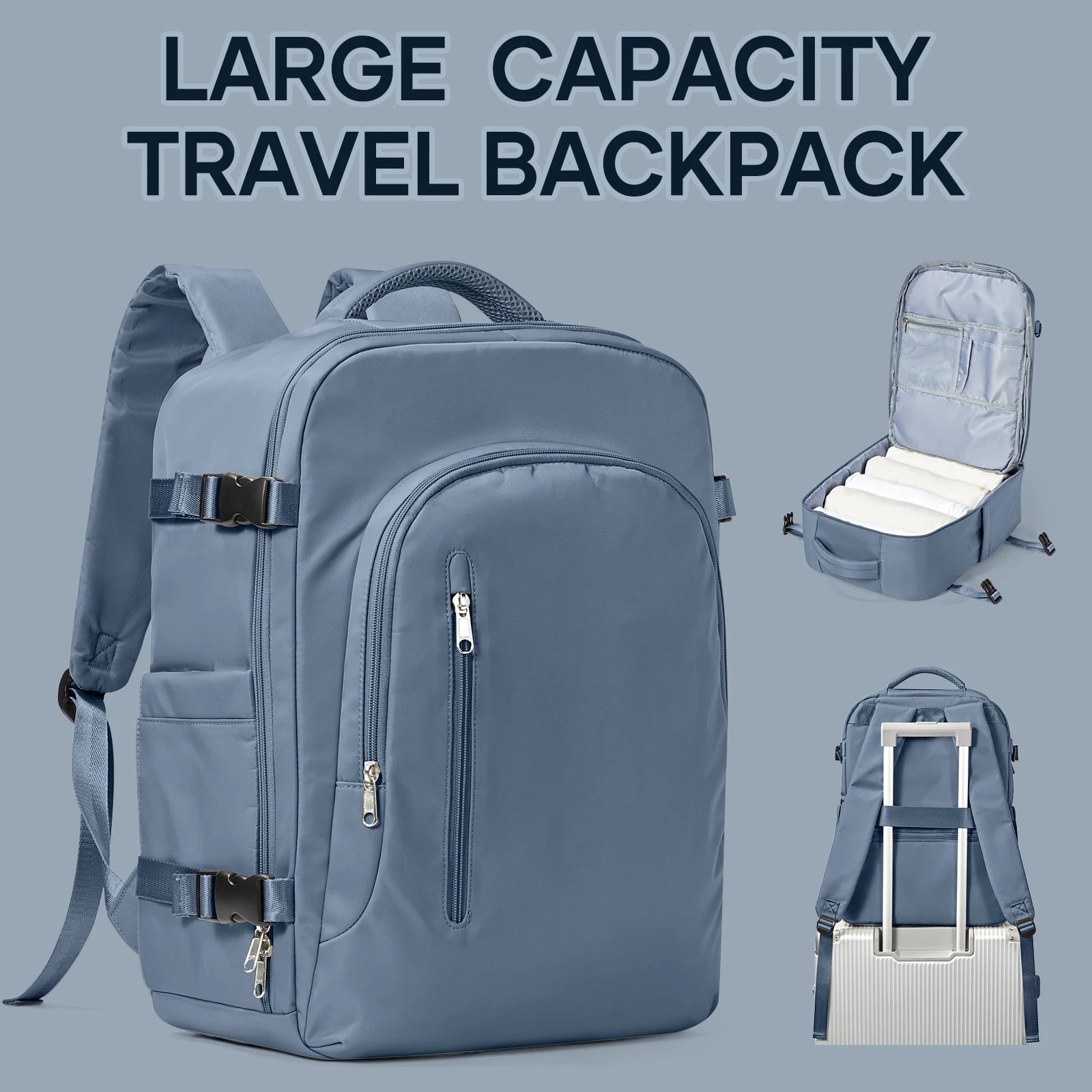 Sac à Dos de Voyage pour Ordinateur Portable, Grande Capacité Easyjet Carry-On 45x36x20, Ryanair 40x20x25, pour Femme et Homme