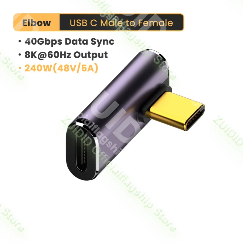 Adaptateur OTG PD240W USB4.0 40Gbps Thunderbolt3 OTG adaptateur 8K @ 60Hz USB C à Type C 48V @ 5A convertisseur de charge rapide adaptateur de données pour Macbook