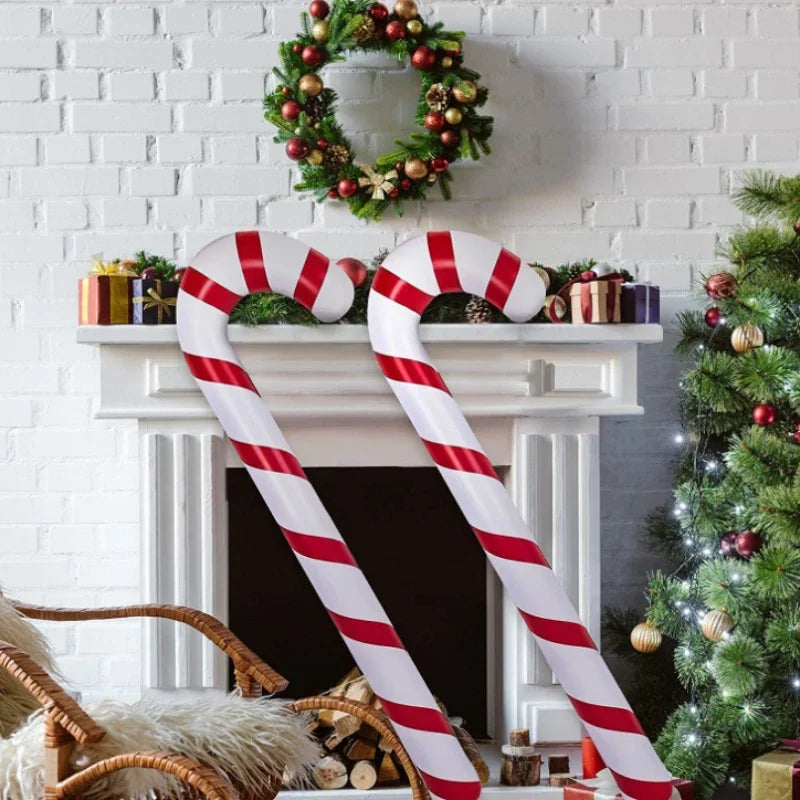 Grand ballon sucette gonflable – décoration de Noël et Nouvel An, extérieur et intérieur, 1/2/4 pièces